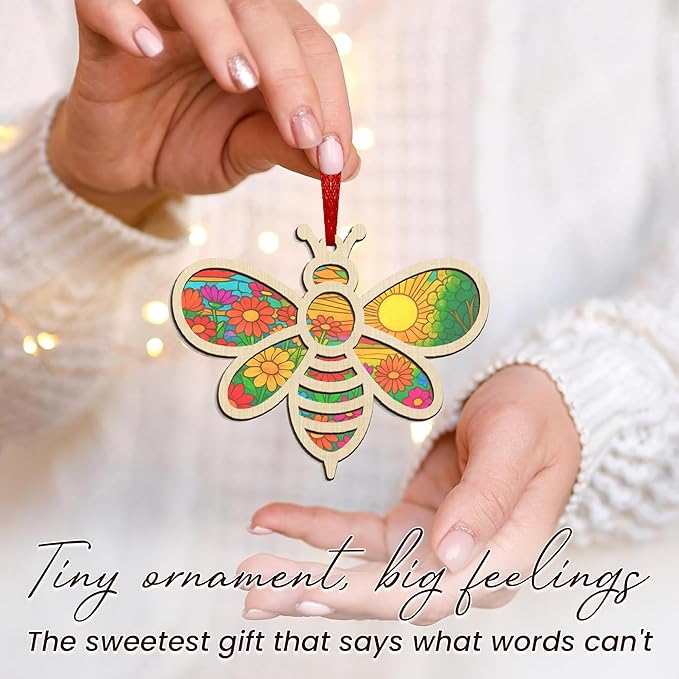 GEEMBI Christmas Team Gifts for Employees - Suncatcher Christmas Ornaments 2025 with Card for Tree Decorations - Thank You Appreciation Gifts for Employees Coworkers Teachers, Bee Gift for Women Men