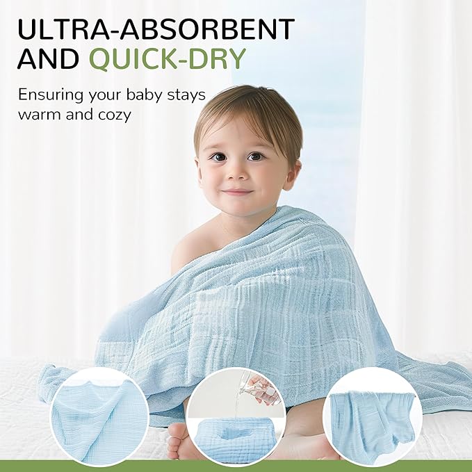 Momsnug Hooded Baby Towels, 3 Pack Muslin Cotton Baby Towel Set, Super Soft and Absorbent Bath Towel for Babies, Infant, Toddler and Kids, Newborn Essential (35 X 35 Inch) (White + Pink + Yellow)