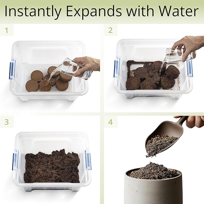 Coconut Coir Potting Soil for Indoor Plants - Expands to 3.5 Quart (7.5 lb) | Bonsai Soil Discs Perfect for General Houseplants, Herbs, and Bonsai Trees - Expands with Water
