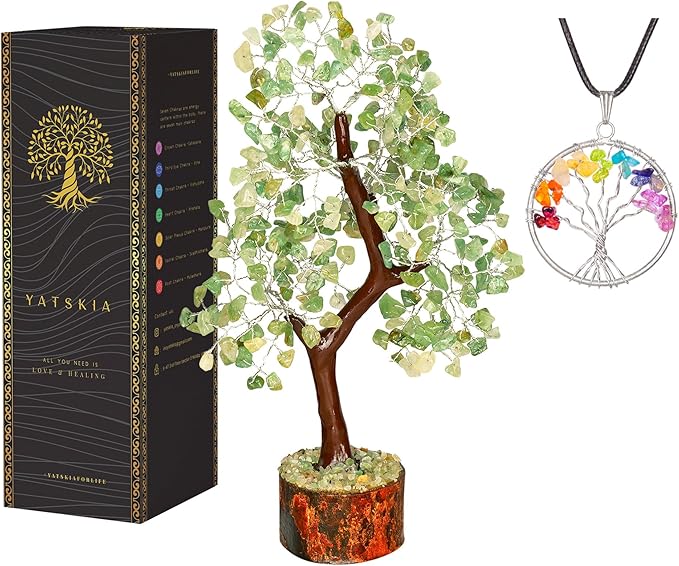 YATSKIA Green Jade Crystal Tree of Life - Crystals and Stones - Gemstone Tree - Crystals Decor - Feng Shui Decor - Crystal Gifts for Women