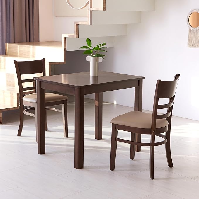 Livinia Cabin 33.5" Wooden Dining Table/Small Rectangular Modern Farmhouse Solid Wood Kitchen Table Desk (Walnut)