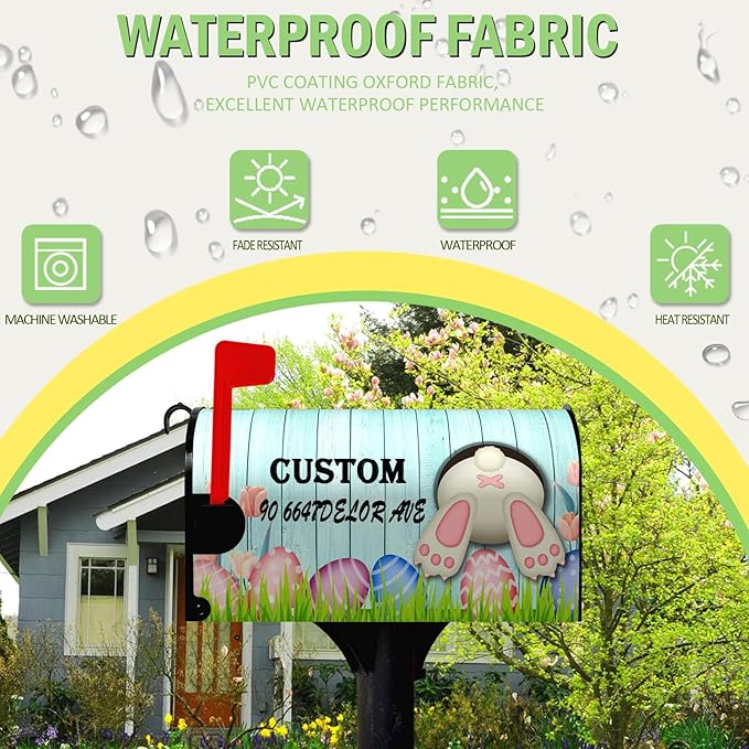 Personalized Mailbox Covers Magnetic Custom Seasonal Waterproof Oversized Mailbox Wraps Add Photo Picture Name Text Logo Customized Large Size Post Letter Box Cover Oversize-25.5 * 21 Inch