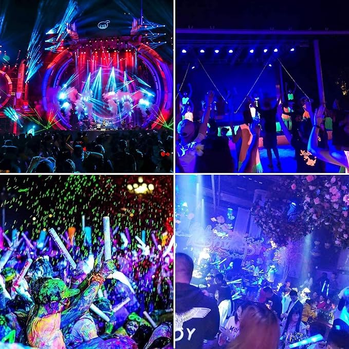 YANYCN 200W 4 Pack LED Black Light, Outdoor Blacklight Flood Lights with Plug and Switch, IP66 Rated for Glow in The Dark, Halloween Party, Body Paint, Aquarium
