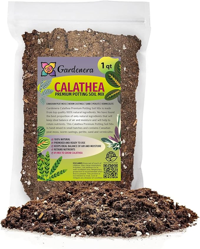 Gardenera Premium Calathea Plant Potting Mix - Crafted for Vibrant Growth and Striking Foliage - 1 Quart