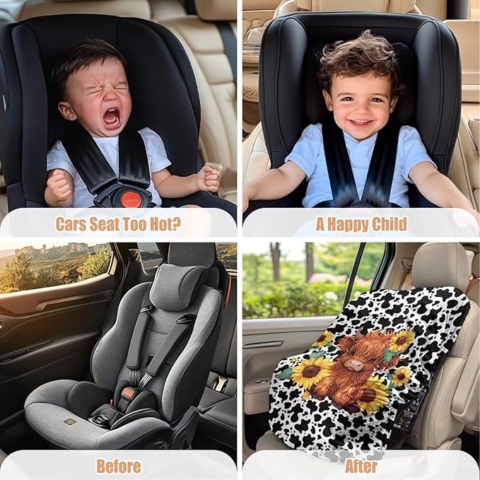 XYZCANDO Yak Print Baby Seat Covers for Car Seats Modern Car Seat Sun Cover for Baby Waterproof Car Seats Heat Protector Keeps Your Toddler Baby Seat at a Cool Temperature Gift for Her