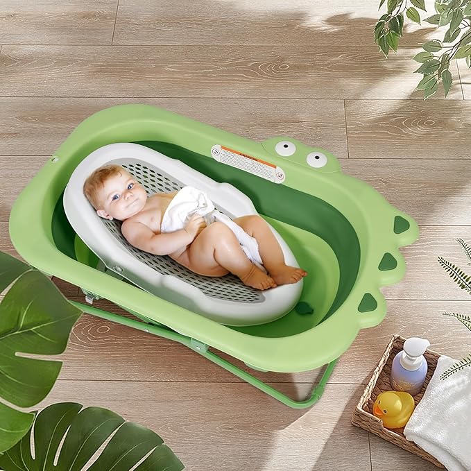 Beberoad Love Collapsible Baby Bathtub with Bath Support - Adjustable Infant Tub for Newborn to Toddler, Portable Bathtub with Non-Slip Design