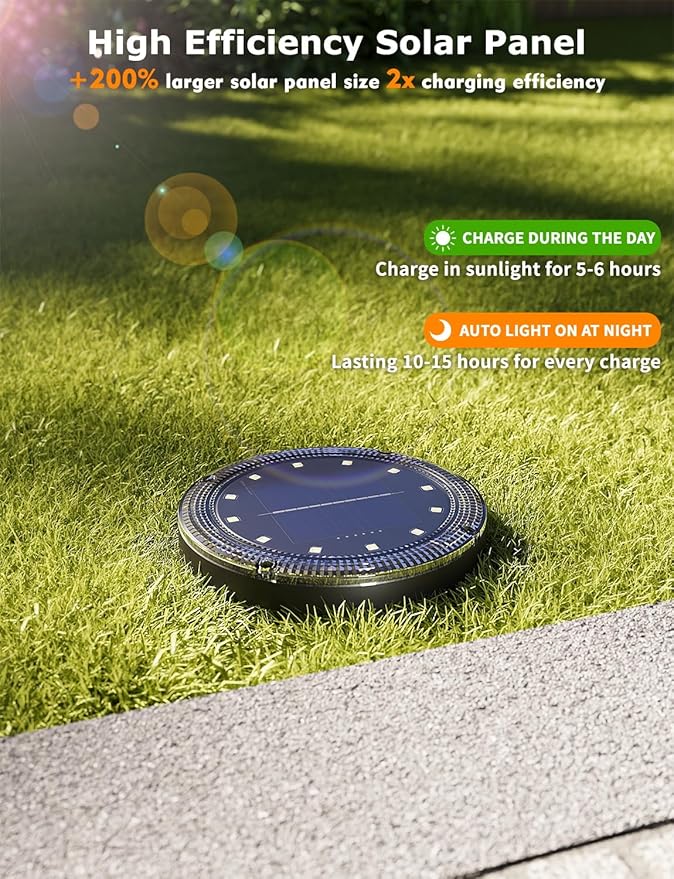 Color Changing Solar Ground Lights with 33ft Long Distance Remote Control - Flat Solar Light Outdoor Waterproof - Pathway Lights Solar Powered for Yard Decorative Outside Lawn Walkway [16 Pack]