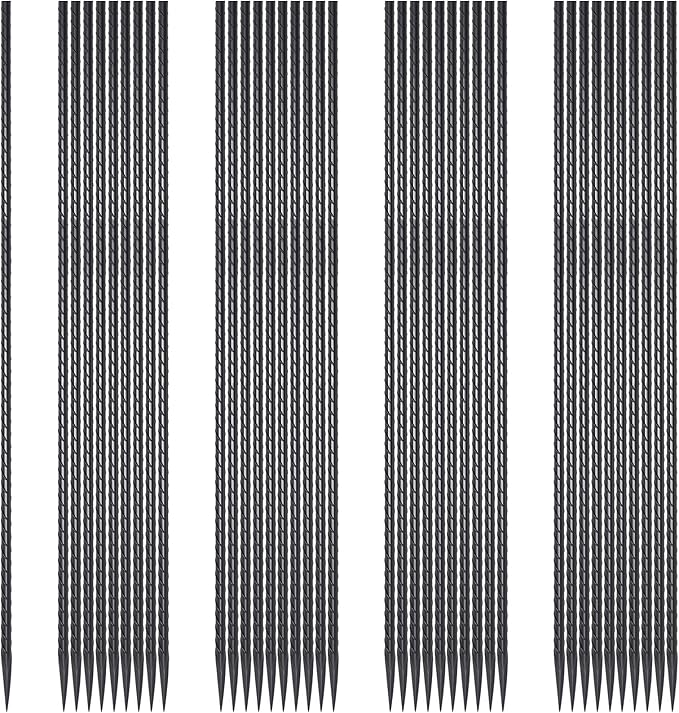 Rebar Stakes 24 Inch 40 Pack Straight Ground Stakes 1/4 Inch Diameter Heavy Duty Metal Spikes with Chisel Point End for Landscape Timber, Cement and Concrete Form, Black