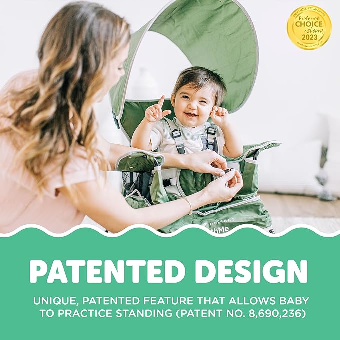Baby Delight Go with Me Venture Portable Chair | Indoor and Outdoor | Sun Canopy | 3 Child Growth Stages | Moss Bud Green