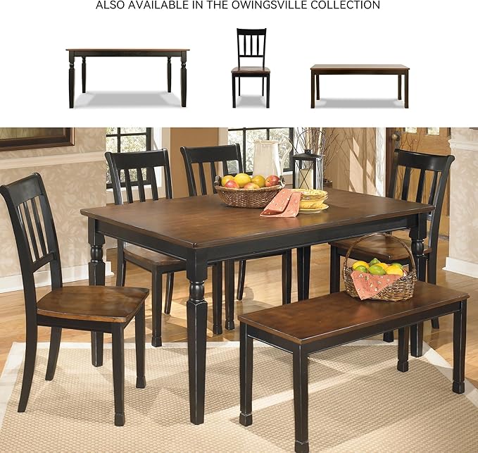 Signature Design by Ashley Owingsville Modern Farmhouse Dining Room Side Chair, Set of 2, Black and Brown