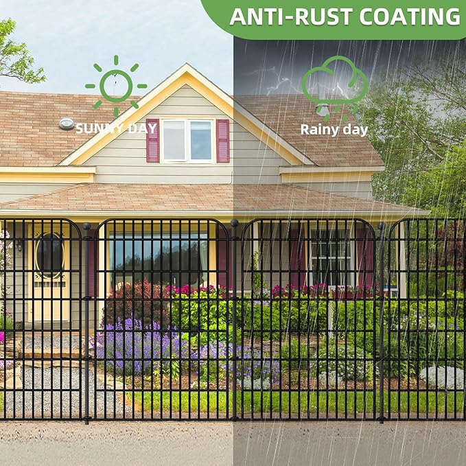 Decorative Garden Fence, 10 Panels 40 in(H) X 23.6 ft(L) Rustproof Metal Wire No Dig Dog Fence Outdoor for Yard, Temporary Tall Garden Fence Animal Barrier Decor for Yard & Patio