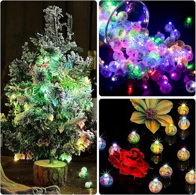 100pcs Balloon Lights,Round LED Ball Lamp for Latex Balloon Paper Lantern Party Wedding Festival Christmas Halloween Decorative，Long Standby Time Waterpro of Mini Light (Red)