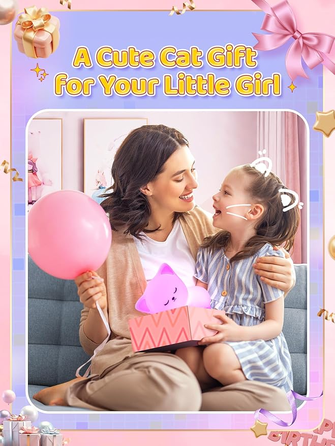 Mubarek 【Remote + Gifts Package】 Cat Gifts for Girls,16 Colors Dimmable Teen Girl Gifts Trendy Stuff, TAP for Fun Cute Stuff for Teen Girls