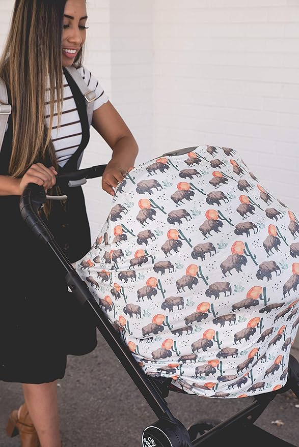 Bison Copper Pearl Multi-Use Cover: Car Seat, Nursing, Stroller - Stretchy Fabric, All-Season, Stylish Designs, Easy Access for Moms