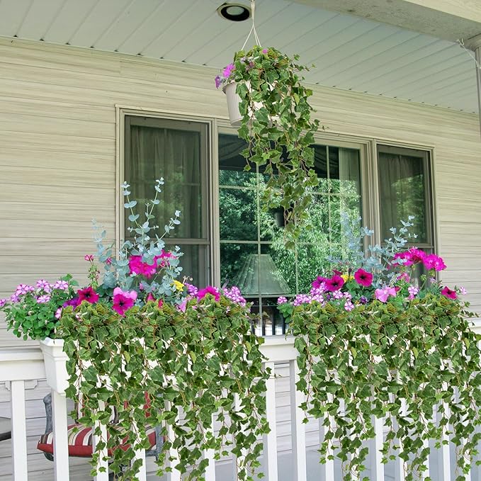 Hollyone 2pcs Artificial Hanging Plants 35.4" Fake Ivy Vine Faux Ivy Leaves Fire and UV Resistant Hanging Plant Wall Greenery for House Room Patio Indoor Outdoor Home Shelf Office Wedding Decor