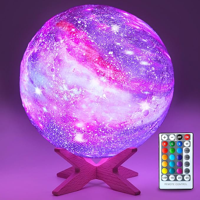 5.9 inch Galaxy Moon Lamp Remote & Touch Control 16 Colors LED Night Light Rechargeable Globe Light as Gifts Decor for Boys/Girls/Kids/Women
