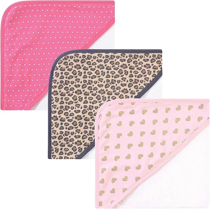 Hudson Baby Unisex Baby Cotton Rich Hooded Towels, Leopard, One Size