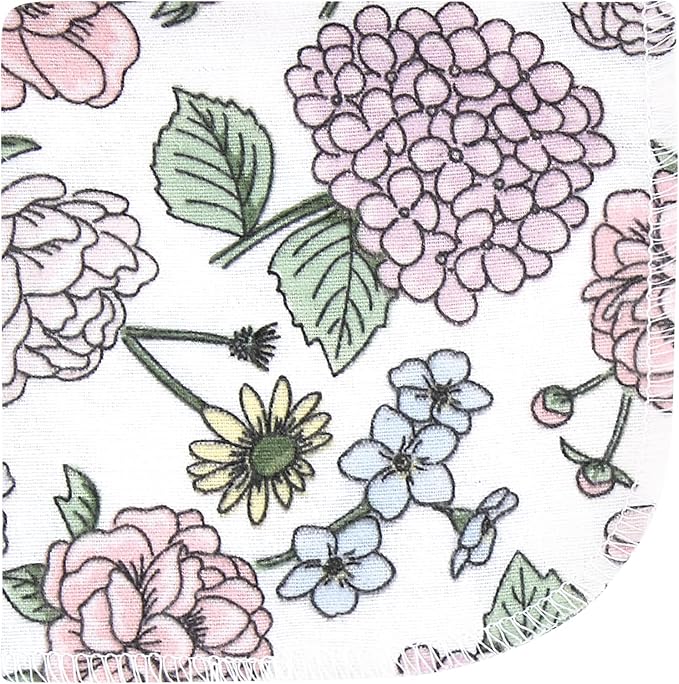 Hudson Baby Unisex Baby Flannel Cotton Washcloths, Vintage Blossom 12 Pack, One Size
