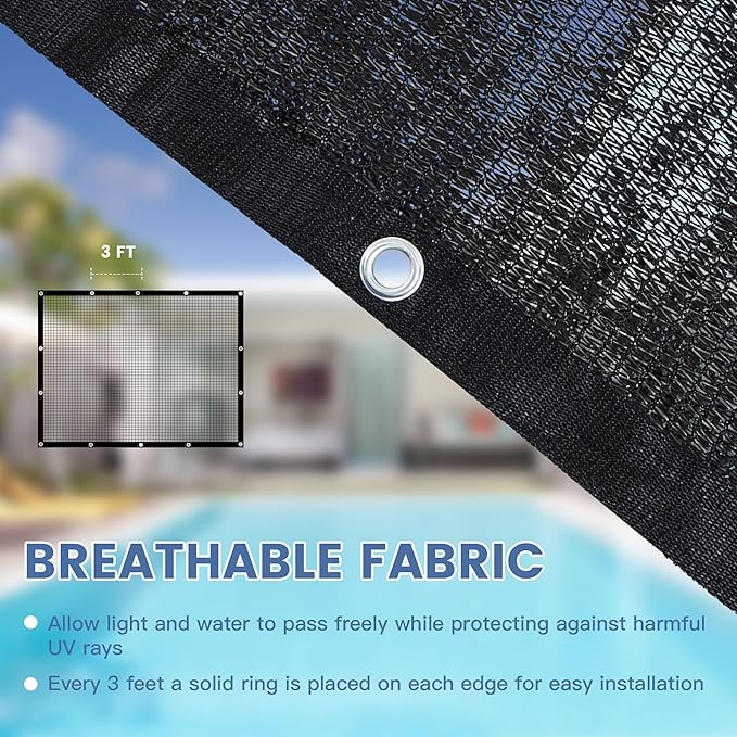 30% Shade Cloth for Garden, Customizing Outdoor Sun Shade Netting with Reinforced Grommets, Pergola Shade Cover Mesh Tarp for Plants Patio Greenhouse Chicken Coop, 4x18 FT, Black