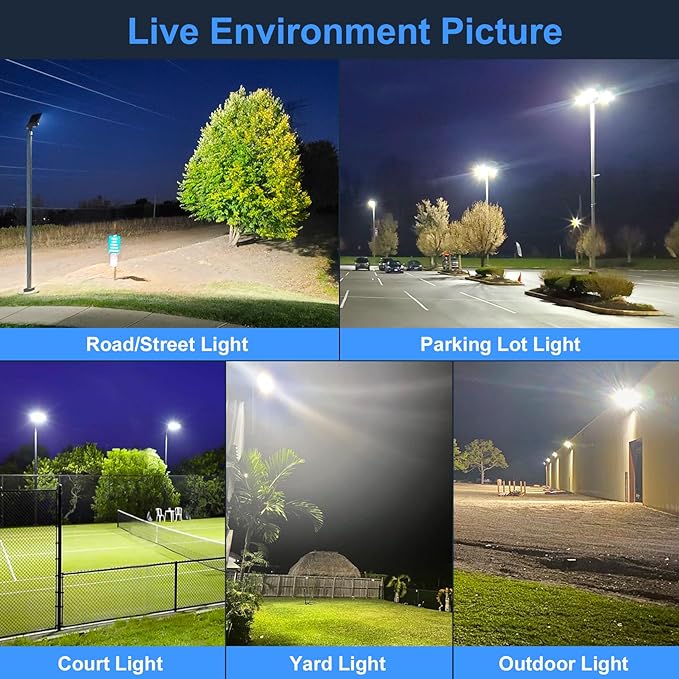 10Pack 400W LED Parking Lot Light UL Listed, Dusk to Dawn LED Shoebox Flood Pole Light Outdoor Parking Lighting Arm & Slip Fit Mount 60,000LM 5000K IP65 Waterproof 100-277V Power Adjustable White