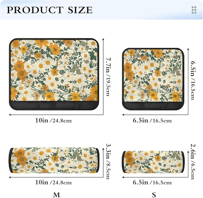 CHIFIGNO 2Pcs Vintage Daisies and Wildflowers Seat Belt Cover Pad Comfortable Car Seat Strap Cover Shoulder Pads Car Accessories for Adults Kids Women Men