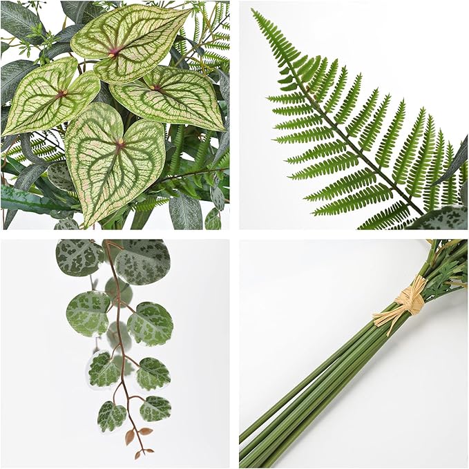DILATATA Artificial Greenery Stems Box Set, 5 Kinds Mixed Eucalyptus Leaves Trailing Vine Plant Monstera Leaf Faux Plants for DIY Bouquets Wedding Floral Arrangements Table Centerpieces Vase Decor