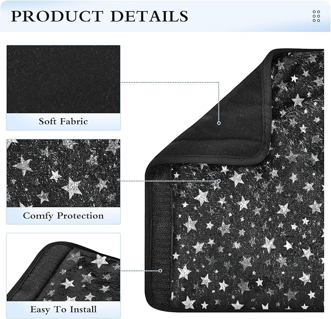 2 Pack Sparkly Silver Stars Seatbelt Covers Seat Belt Cover Pad for Adults Boys Girls Car Seat Strap Covers Pads Cushion Universal Shoulder Strap Pad Protector for Backpack Camera Bag 10x7.7Inch