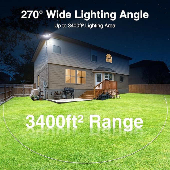 150W Flood Lights Outdoor Waterproof IP65, Exterior LED Floodlights with 3 Adjustable Heads, 15000LM Super Bright Security Lights Fixture, Outside Lights for House, Backyard 2 Pack