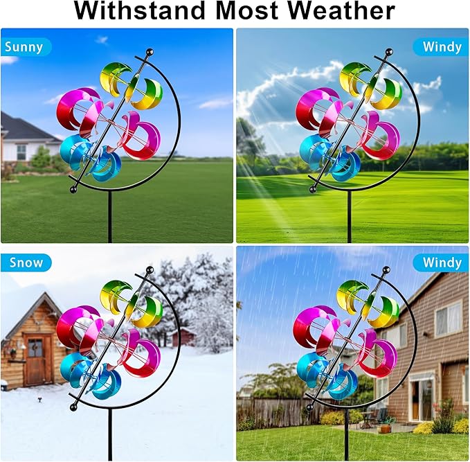 62.9" Large Wind Spinner Outdoor Decor, Garden Art with Metal Stake, Resistant for Yard, Patio and Lawn