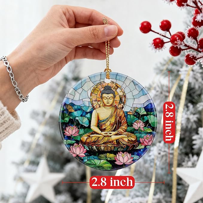 Buddha Ornament for Christmas Tree, Buddha Meditation Christmas Ornaments, Namaste Decor, Holiday Decor Gifts for Family, Friends & Yoga Lovers, Gift Exchange & Gift Idea, Giftbox Included