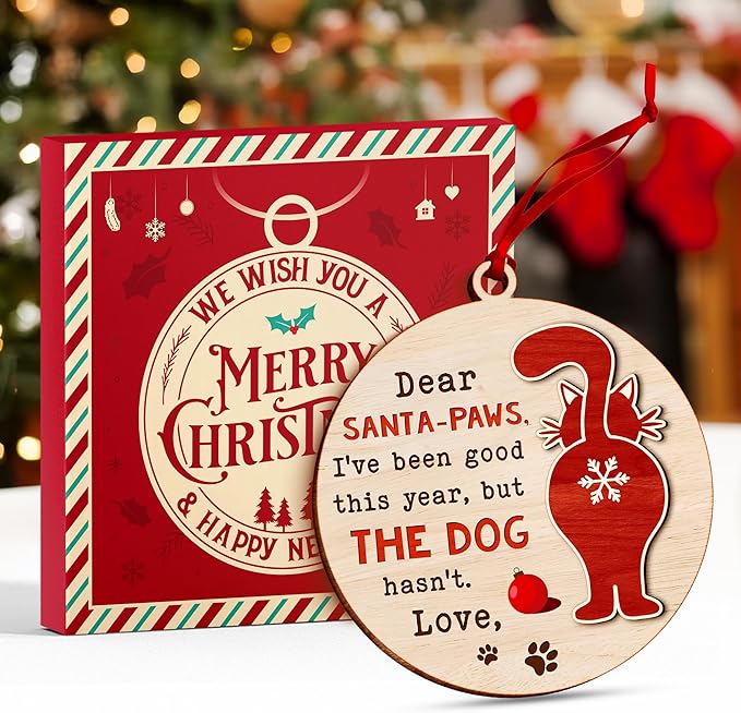 Cat Ornament - Christmas Tree Ornament for Cat Lovers, Adorable 2025 Kitty Ornaments, Funny and Unique cat Themed Decoration, Perfect for Adding Festive Feline Charm, Ideal