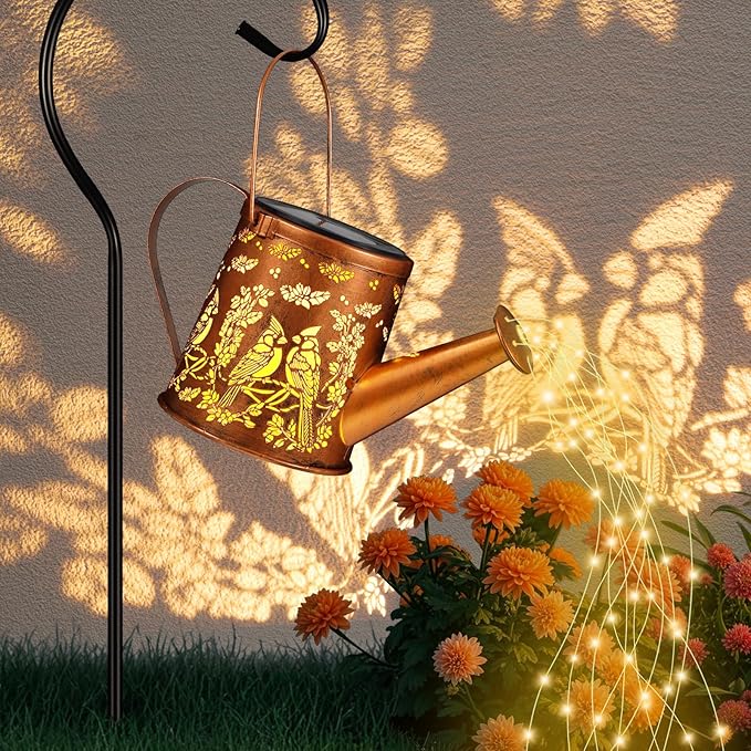 Solar Watering Can Light, Solar Powered Hanging Lantern Landscape Lights, Decorative Garden for Yard Waterproof Garden Decor, Gifts for Mom, Grandma（Cardinal）