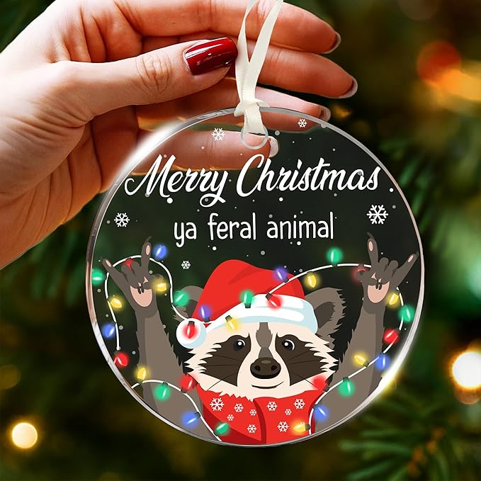 Raccoon Ornaments for Christmas Tree - Unique Raccoon Ornaments for Home, for Raccoon Lovers, Adorable Ornament for Christmas Decoration, Fun Ornament for The Holiday Season