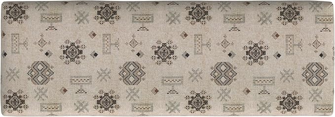 HomePop Oslo Decorative Bench -Cream Contemporary Global Pattern