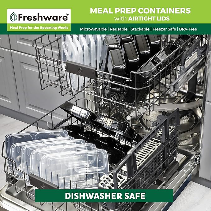 Freshware Meal Prep Containers 3 Compartment