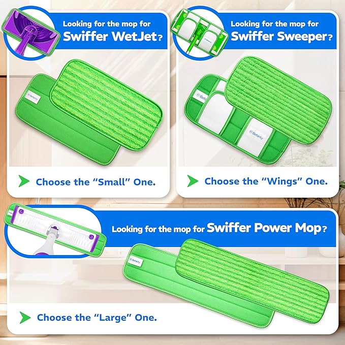 4 Pack Reusable Mop Pads, Compatible
