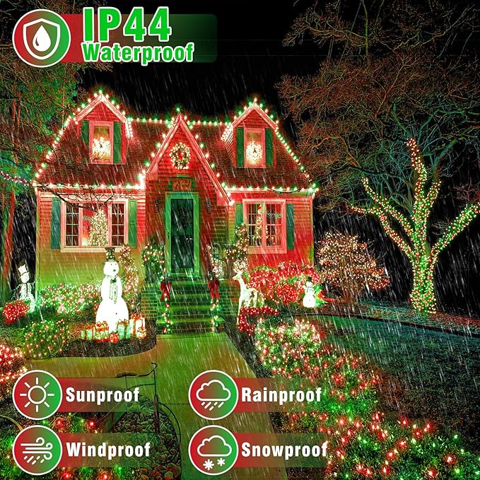 165FT 500 LED Outdoor String Lights, Plug in Christmas Lights Indoor Waterproof, 8 Modes Twinkle Fairy Lights for Outside Xmas Tree Patio Garden Holiday Decorations, Red and Green