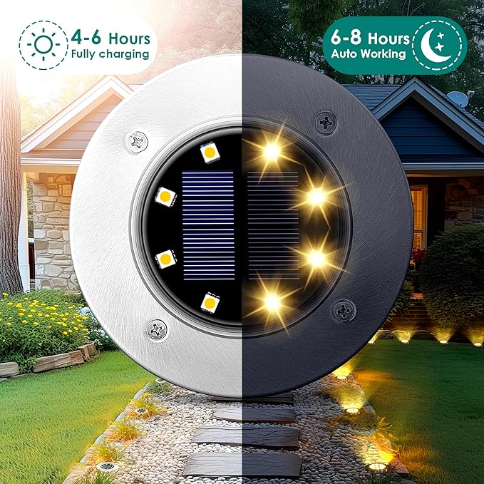 SOLPEX Solar Lights Outdoor Waterproof, 12 Pack Solar Ground Lights, Solar Garden Lights Landscape Lighting for Pathway Driveway Patio Backyard Walkway (Warm White)