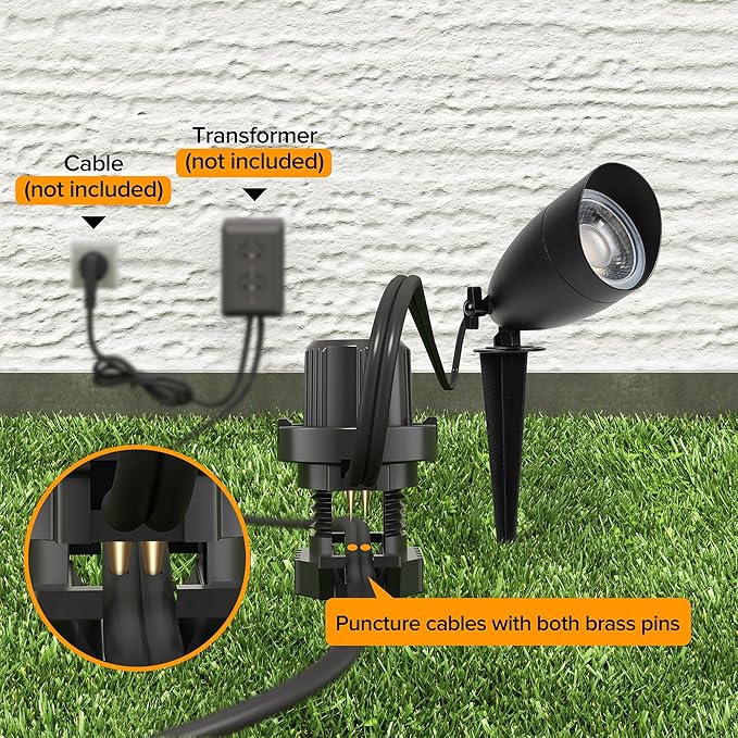 LUTEC 5CCT 12V Low Voltage Landscape Lighting Die-cast Aluminum Spot Lights with Connectors, IP65 Outdoor Landscape Spotlights, 7W 650LM for Tree Garden, 8 Pack (No Transformer Kits)