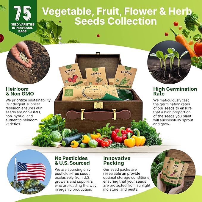 Organo Republic Medicinal & Tea Herb Seeds Variety Pack for Indoor & Outdoors - 75 Variety Pack. Non-GMO Heirloom Garden Seeds: Rosemary, Cilantro, Basil, Oregano, Parsley, Dill, Lavender, Catnip