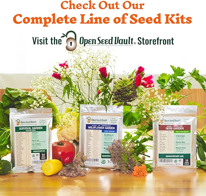 Open Seed Vault 4,000 Non GMO Heirloom Vegetable Seeds for Planting Vegetables and Fruits - 12 Variety Pack of Herb Seeds for Planting Outdoors - Gardening Supplies, Survival Gear, Prepper Kits
