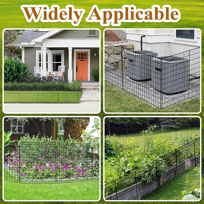 5 Panels Garden Fencing Animal Barrier, 36in(H) X 12.5ft(L) Dog Fence Outdoor for Yard Rustproof No Dig Decorative Tall Rabbit Fences Metal Wire Panel Border Patio Ground Stakes