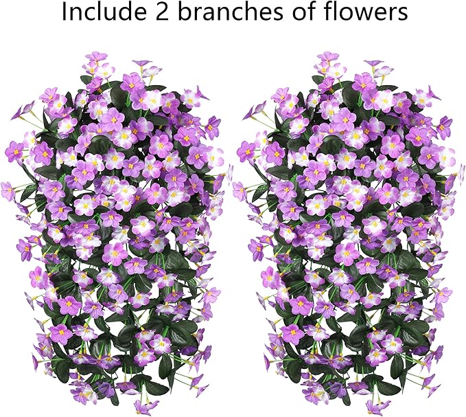 HyeFlora 2PCS Artificial Fall Hanging Flowers for Outdoors, Faux Daisy Muns Plants Fake Silk Orchid Long Stems UV Resistant for Home Garden Wall Party Indoor Outdoor Decor(Light Fuchsia and Fuchsia)