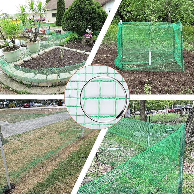4'x65' Garden Fence Temporary Fence Plastic Fence Safety Fencing Snow Fencing for Poultry Deer Rabbit Chicken Dog Animal Barrier Green