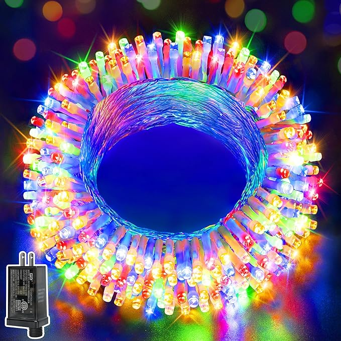 Ollny Christmas Lights 200LED 60FT Indoor, Multicolor Connectable Plug in String Light Outdoor, 8 Modes Waterproof Timer LED Fairy Lights for House Outside Bedroom Patio Balcony