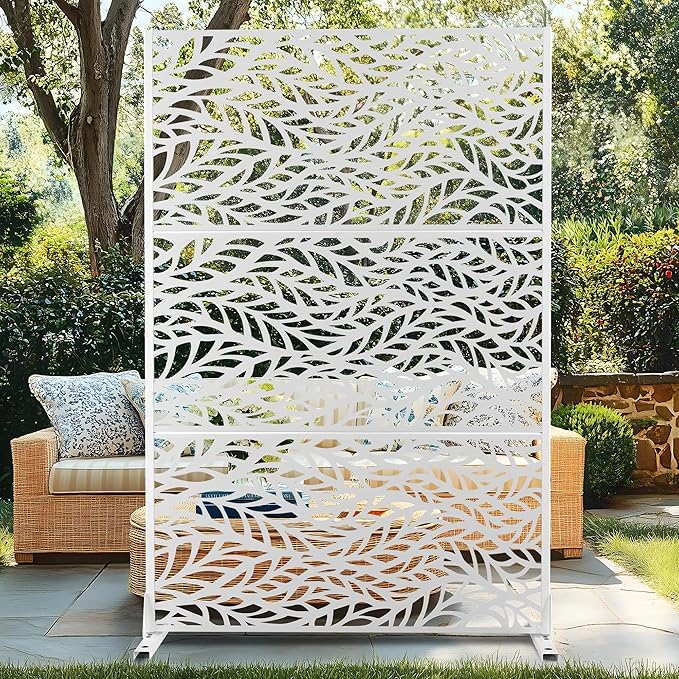 72" H×47" W Metal Privacy Screen Outdoor Privacy Screen Freestanding, Outdoor Privacy Screens and Panels for Patio Lawn Deck(Consists of 3 Panels)