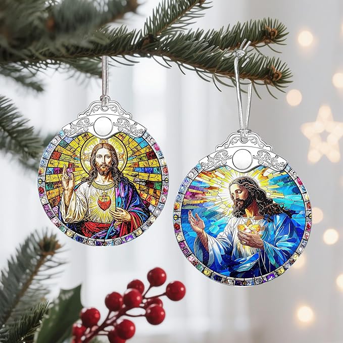 Jesus Christ Ornament, Christmas Ornament, Christmas Decoration, Religious Holiday Decor, Gifts for Christian, Religious Gifts, Gift Exchange, Gift Idea - Pattern A