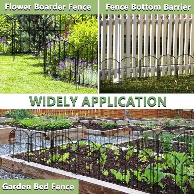21in(H) x 26ft(L) Garden Fence Animal Barrier No Dig, 26 Panels Rustproof Arched Small Metal Fencing, 1.5in Gap Fence Border, Outdoor Decorative Fence for Yard Dogs Rabbits