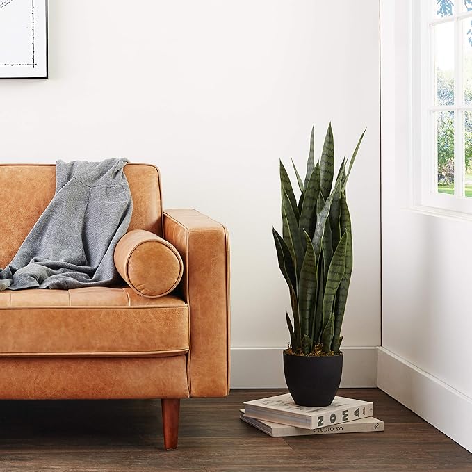 Nearly Natural, Green 4855 35in. Sansevieria with Black Planter
