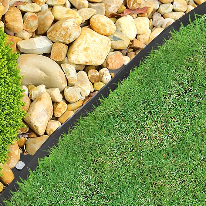 Gardzen 1.5" x 40' Landscape Edging Kit, Garden Edging Coil Comes with 40 Pcs Spikes, No Dig Lawn Border Design